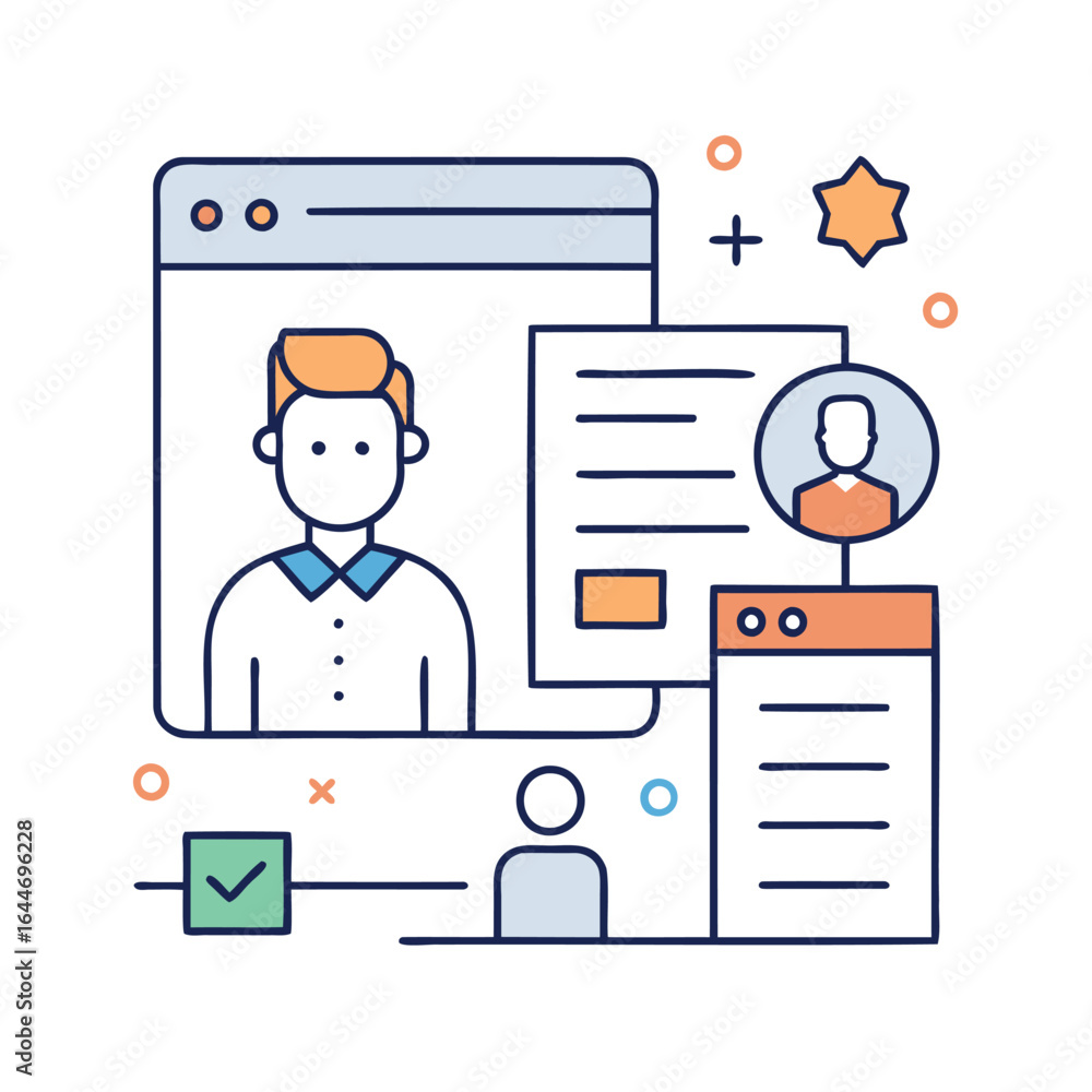 Poster digital profile and user interface design illustration