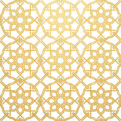 Fototapeta premium Golden geometric Islamic pattern on white background geometric pattern