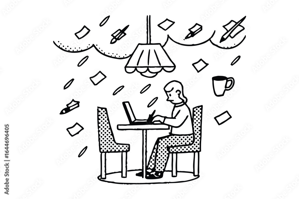 Aufkleber man with smartphone displaying tools and ideas