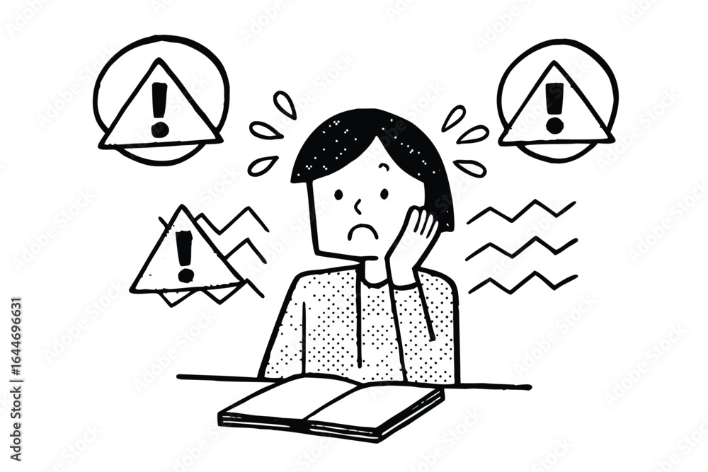 Aufkleber man stressed by email notifications and computer problems