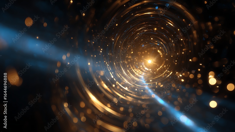 Poster a mesmerizing journey through a cosmic tunnel of light, where time and space bend in a symphony of a