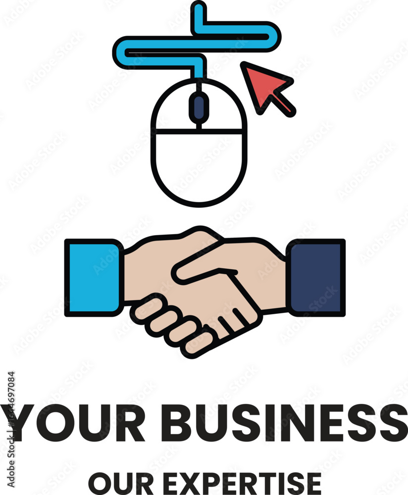 Poster a mouse is shown with a mouse click button and a handshake symbol