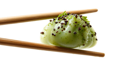 Homemade Nepali Momos Dumplings served with Tomato chutney, Overhead view