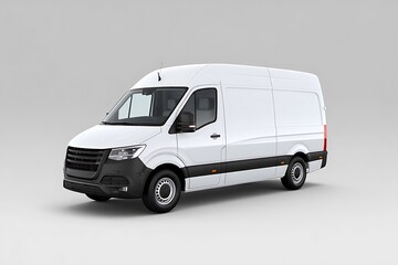 Modern White Cargo Van Vehicle Transporting Goods for Delivery Services