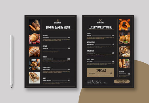 Elegant Bakery Menu Layout