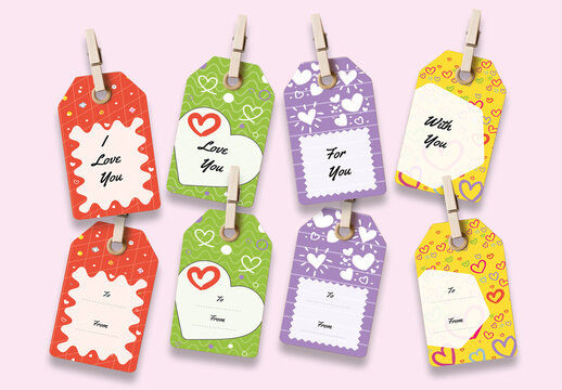 Love You Gift Tag With  Fancy Color