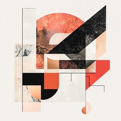 Collage of abstract geometric shapes in a balanced yet unexpected arrangement square modern and isolated