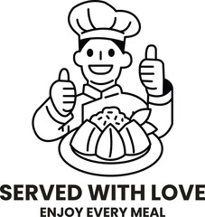A chef is holding a plate of food and giving thumbs up