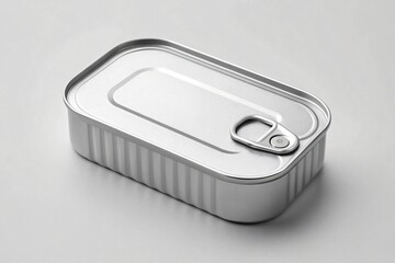 Silver Rectangular Tin Can with Pull Tab metal food