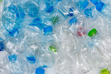 Plastic bottles waiting to be taken to recycle.
