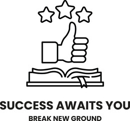 A thumbs up sign with a book in the background