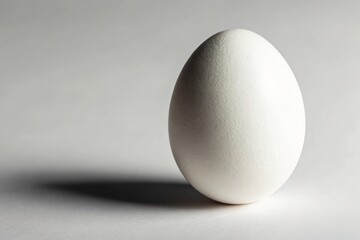 Single White Egg on White Surface oval food
