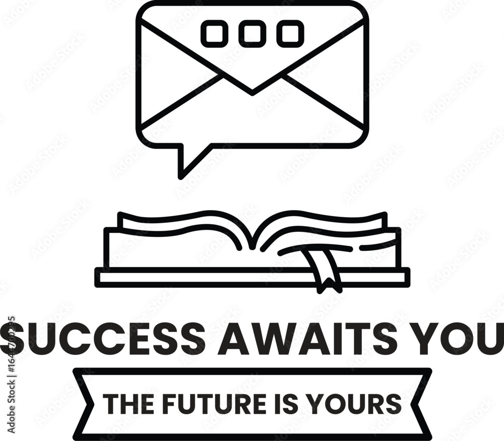 Poster a black and white image of an envelope with a speech bubble on top of it