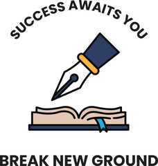 A pen is drawn on a book with the words 