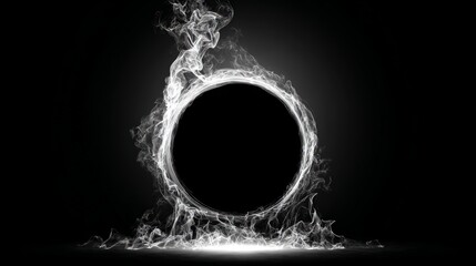 Abstract Black Circle with White Fluid Ring