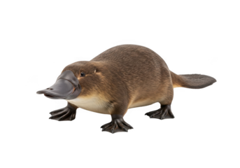 A brown platypus with a duck bill isolated on transparent background