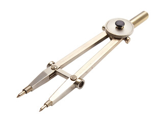 Metal compass for drawing circles isolated on a transparent background