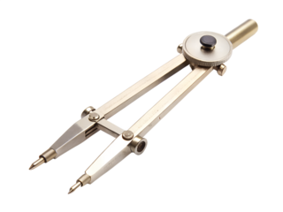 Metal compass for drawing circles isolated on a transparent background
