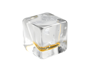 Clear Ice Cube with Gold Veins Transparent and Detailed
