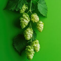 Craft beer festival hops on green to amber gradient background