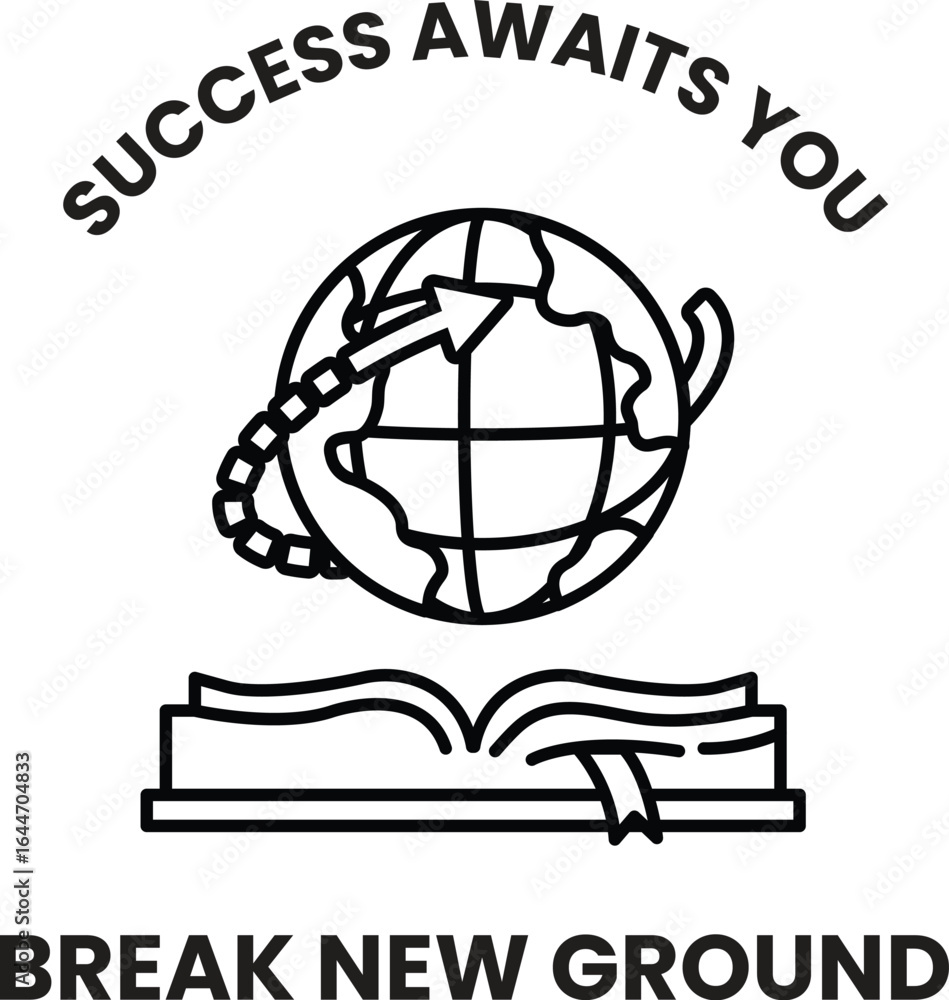 Poster a black and white image of a globe with an arrow pointing to it