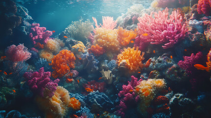 Colorful coral reef underwater scene