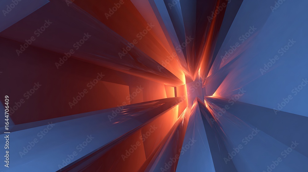 Poster abstract light design with a futuristic and geometric structure, creating a sense of passage and dim