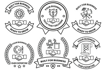 A set of business cards with a handshake symbol