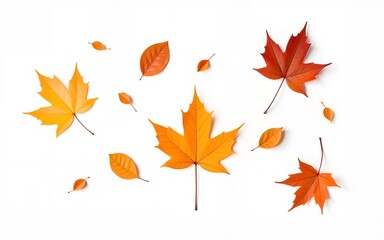 Set of autumn leaves isolated on white background. High resolution. High quality
