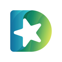 D abstract gradient letter logo