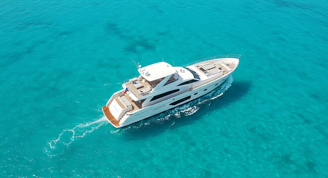 Luxury motor boat and super yacht cruising on the ocean