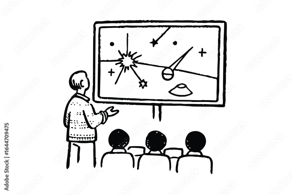 Poster two people looking at a computer screen with scientific diagrams and data