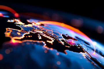 Advanced satellite system circling the planet for global connectivity and futuristic tech themes