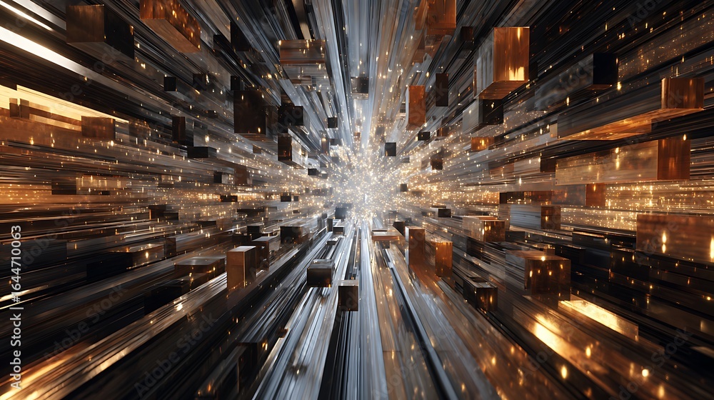 Poster abstract futuristic city tunnel with perspective and motion, a dynamic background for technology and