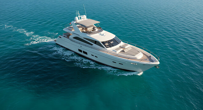 Luxury motor boat and super yacht cruising on the ocean