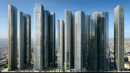 Modern High-Rise Buildings in City