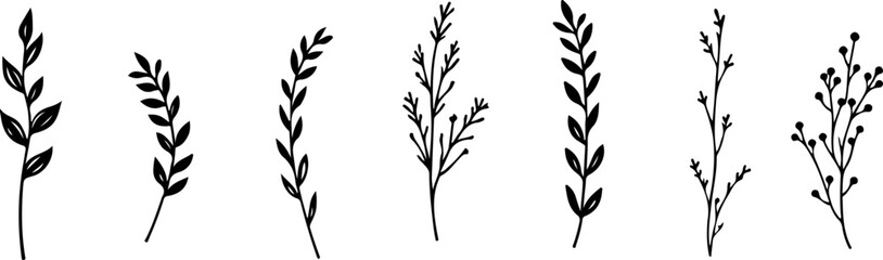 "Minimalist Botanical Leaf Silhouette Set" vector bundle