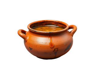 Rustic Ceramic Soup Pot with Delicious Broth