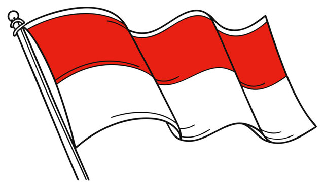 ivector illustration of  Indonesia waving flag
