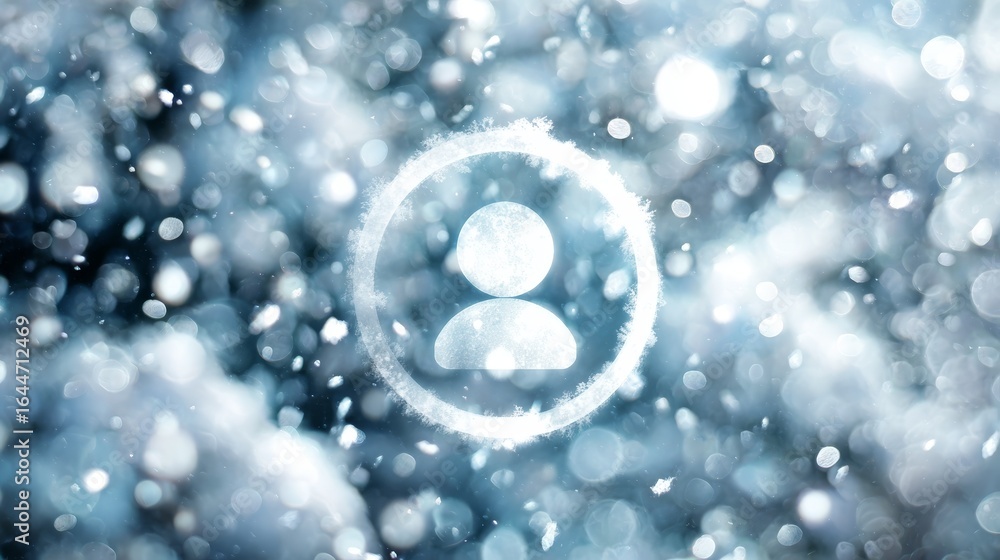Poster minimalist abstract digital graphic design featuring a prominent clean white circle element on a sim