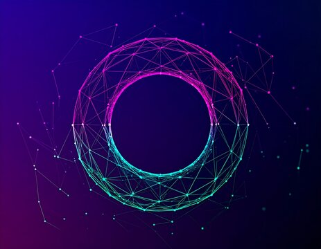 Abstract geometric sphere. Circular network