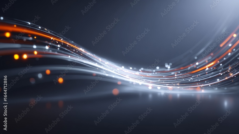 Poster mesmerizing display of abstract glowing lines and radiant light trails on a deep dark background cre