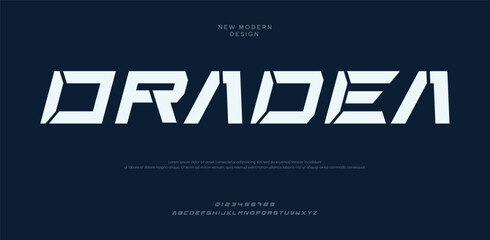 Obraz premium Dradea Minimal modern logo alphabet fonts. Typography minimalist urban sana serif digital fashion future creative logos fonts. vector illustration
