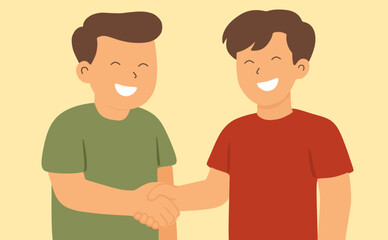 design of two characters shaking hands