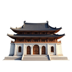 Obraz premium Detailed View of Traditional Chinese Temple Architecture with Tiered Roof and Intricate Wooden Detailing a Cultural Landmark