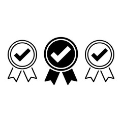 Obraz premium Award ribbons with check marks approved verified