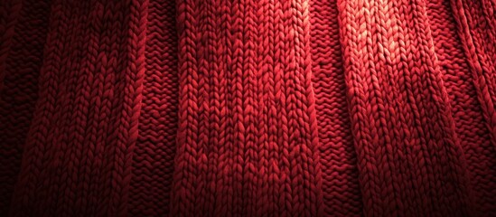 Intricate textures: A red knitted pattern with play of light and shadow