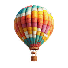 Fototapeta premium Colorful hot air balloon floats, scenic background, travel poster