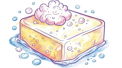 Gentle soap bar with rich lather for healthy, clean skin and fresh bathing aroma, watercolor design