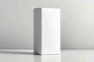 White box standing on white surface with shadow packaging